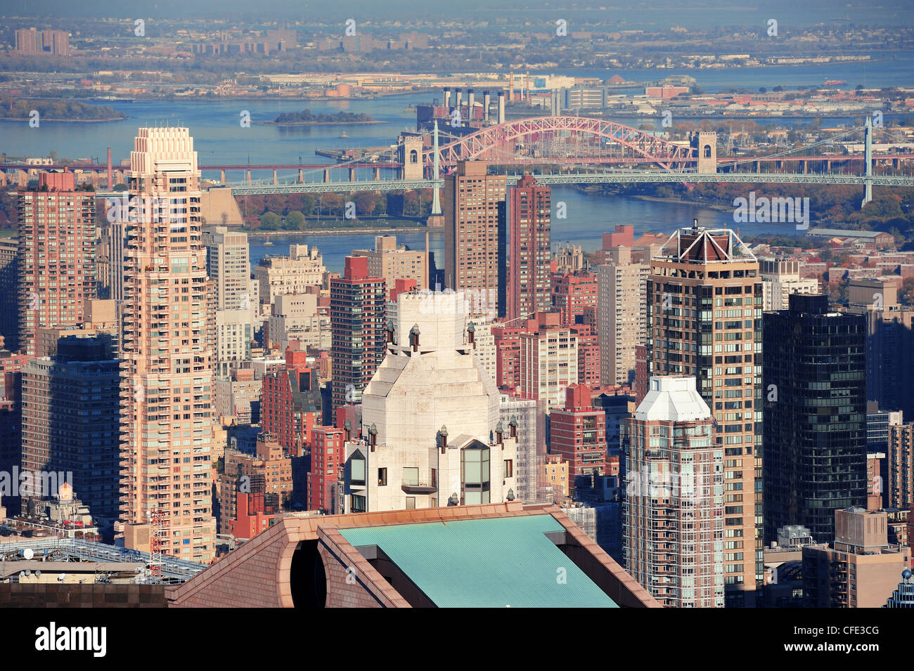 New York City skyscrapers in midtown Manhattan aerial panorama view in ...