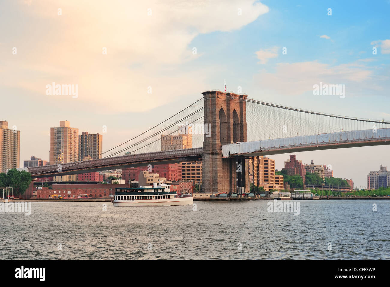 Brooklyn Bridge over East River viewed from New York City Lower ...