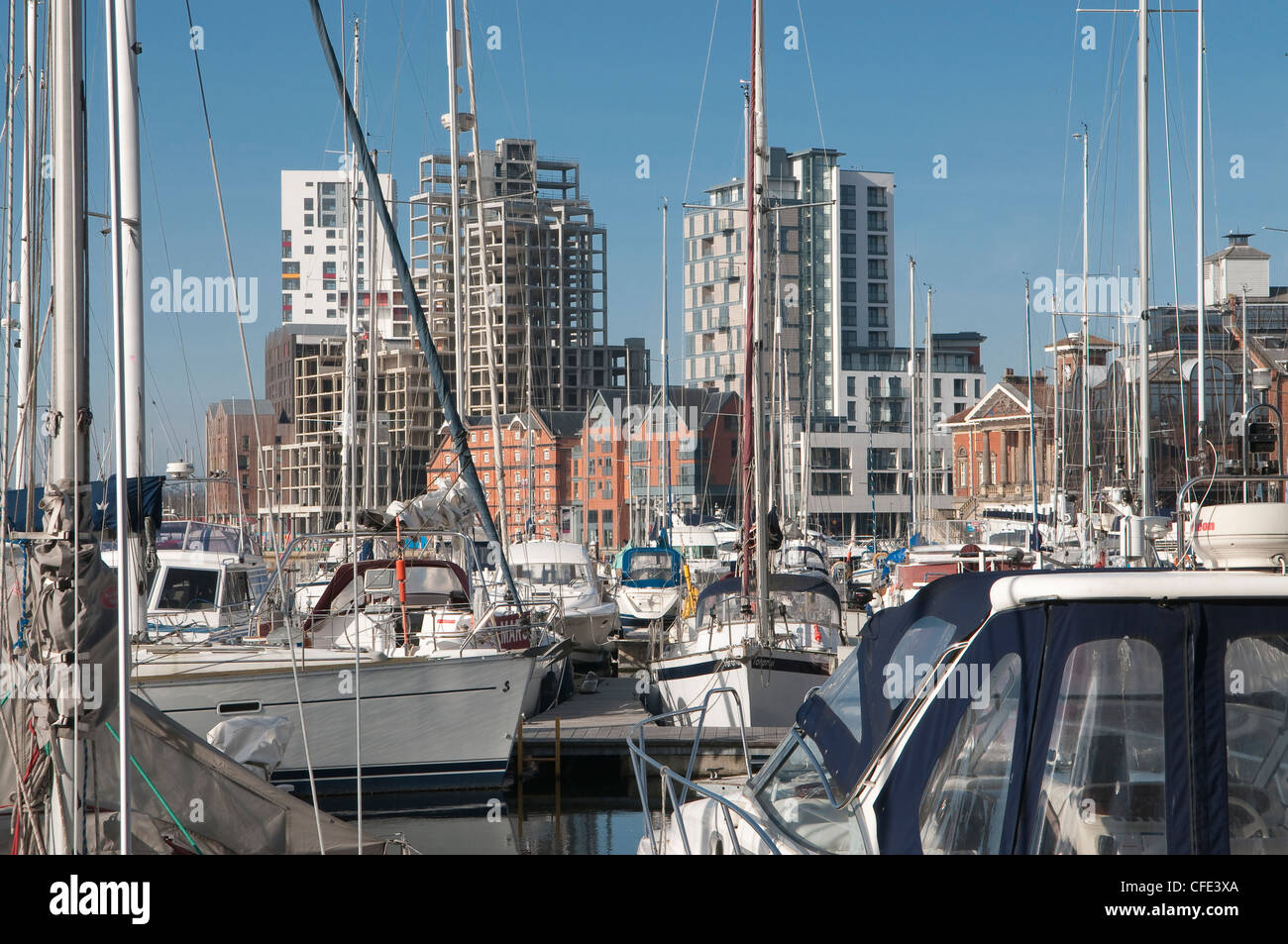 Yachts in Ipswich marina. Ipswich, Suffolk, UK Stock Photo