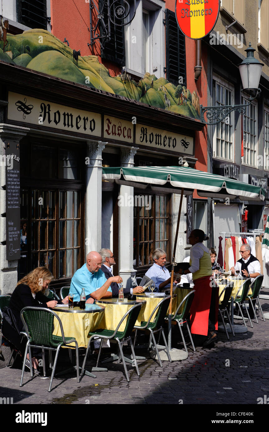 Street restaurant in Niederdorfstraße Zurich, Switzerland Stock Photo