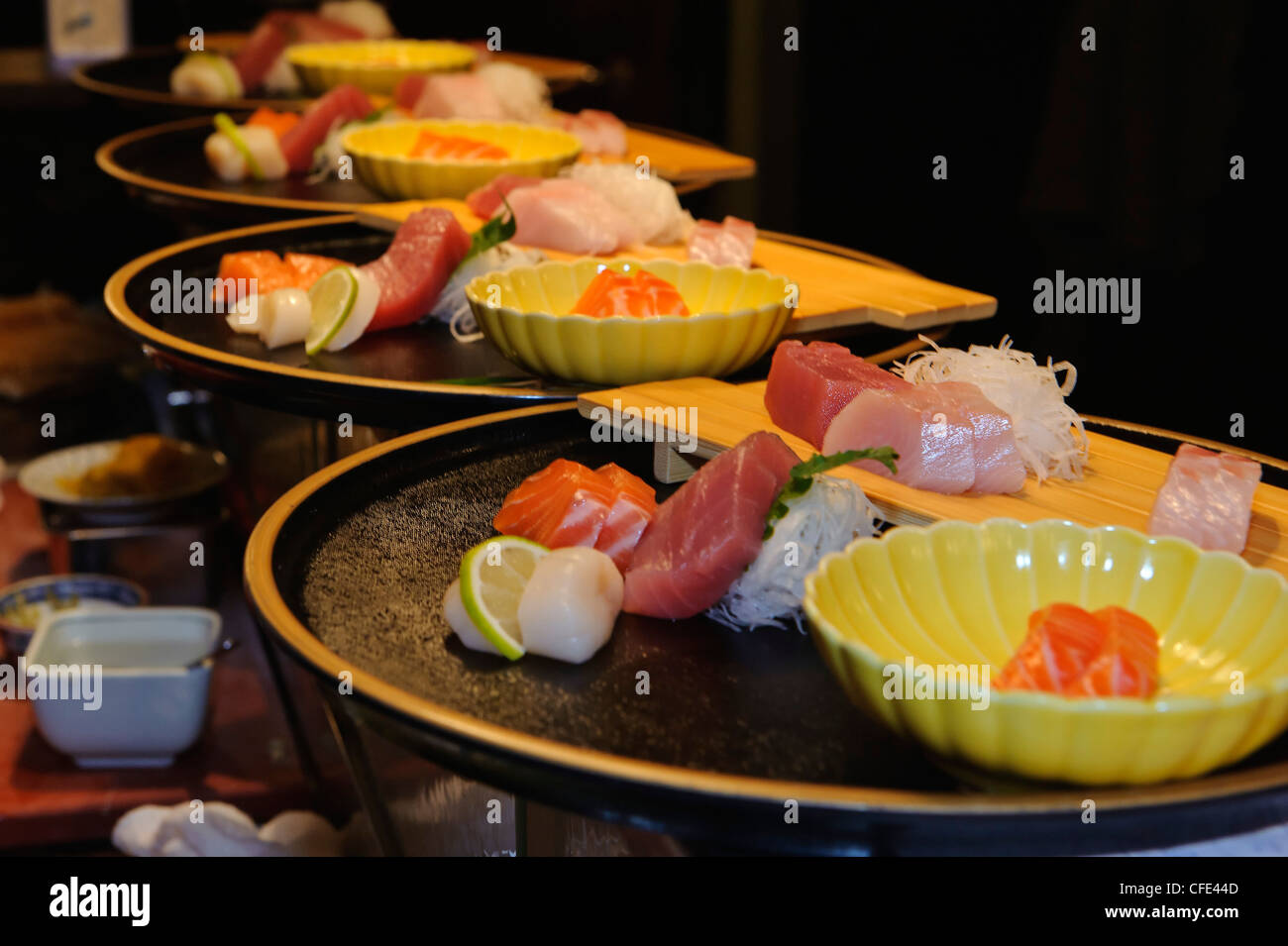 Sushi in Japanese Restaurant Sala of Tokyo, Limmatstr. 29, Zurich, Switzerland Stock Photo