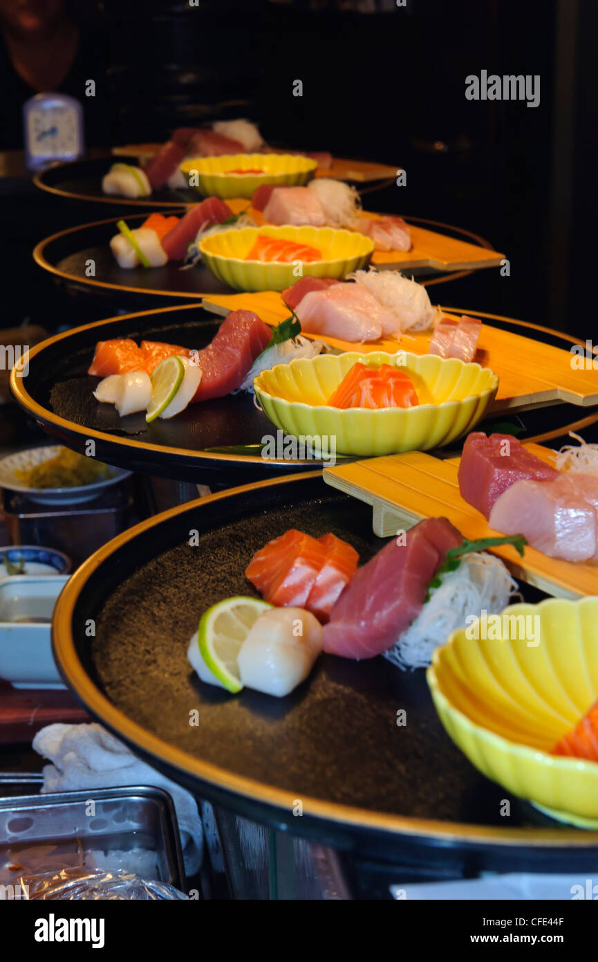 Sushi in Japanese Restaurant Sala of Tokyo, Limmatstr. 29, Zurich, Switzerland Stock Photo