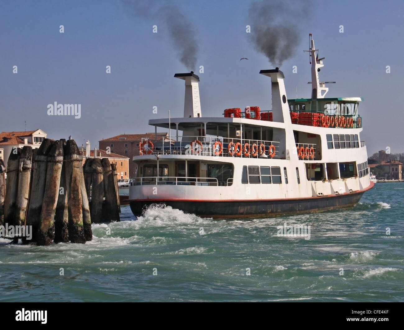 Departure of the water bus linking Venice to the lagoon islands Stock Photo