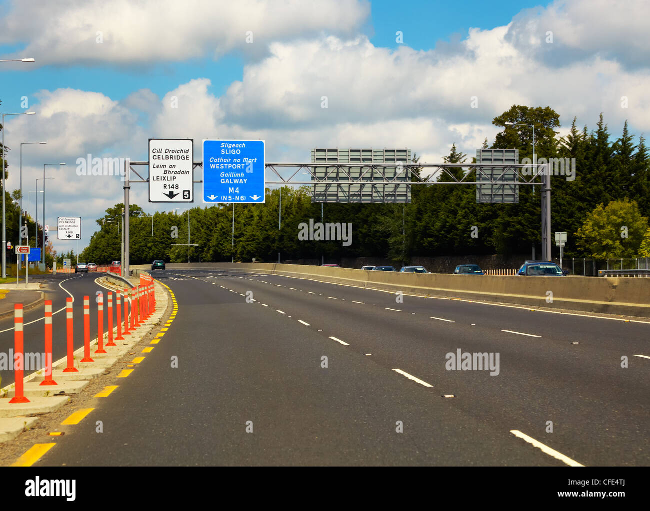 M4 Motorway to Galway from Dublin, Ireland. Stock Photo