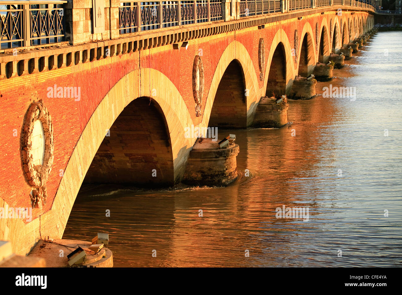 Pont de Pierre Bridge over La Garonne river Bordeaux Gironde Nouvelle-Aquitaine France Stock Photo