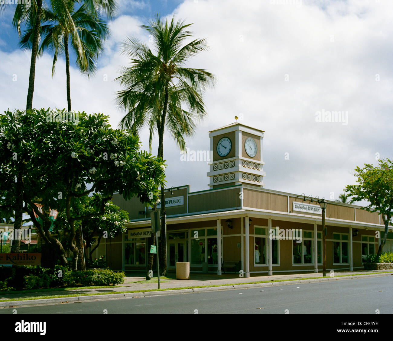 Shopping mall with clocktower Lahaina Maui Hawaii Stock Photo Alamy