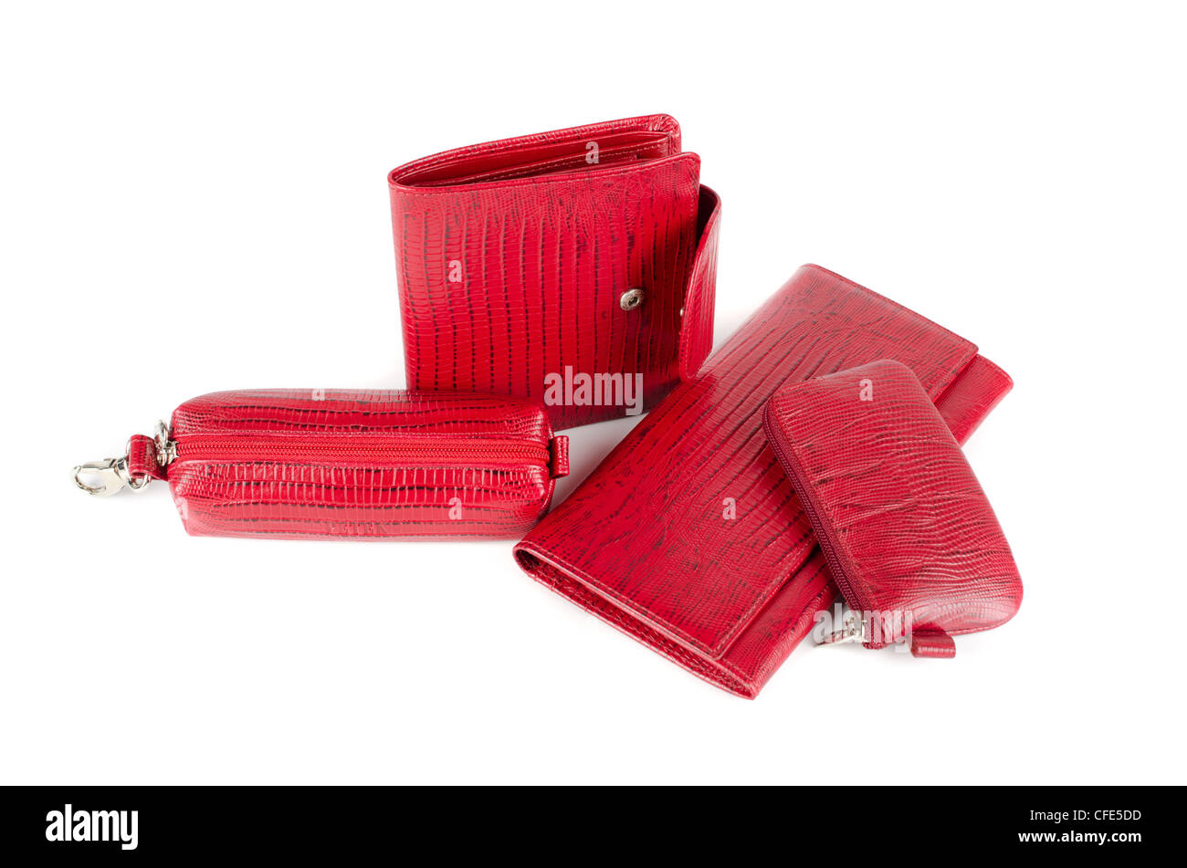 Leather female red accessories on a white Stock Photo Alamy
