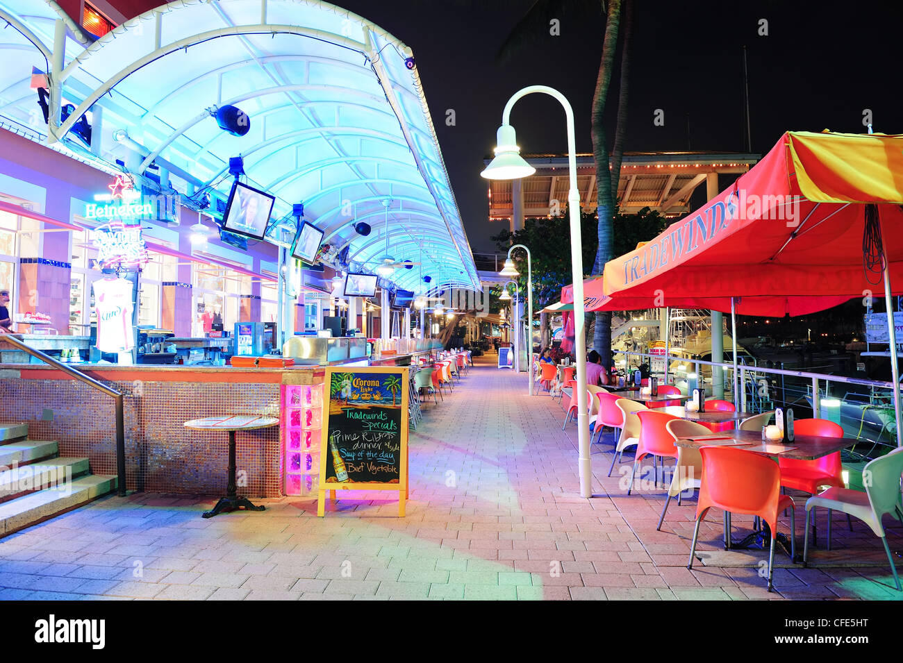 Bayside Marketplace at night Stock Photo Alamy