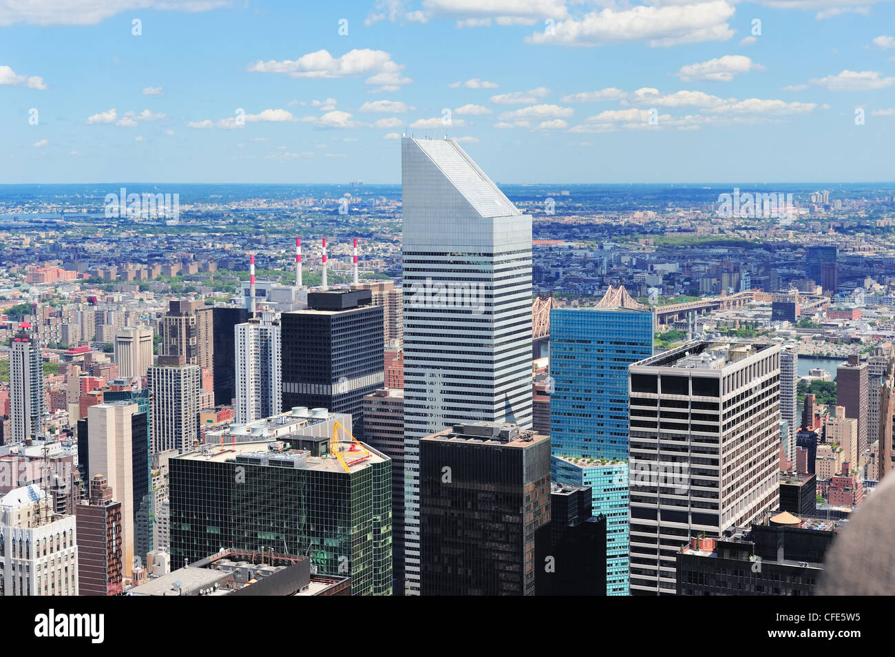 New York City Manhattan midtown aerial panorama view with skyscrapers ...