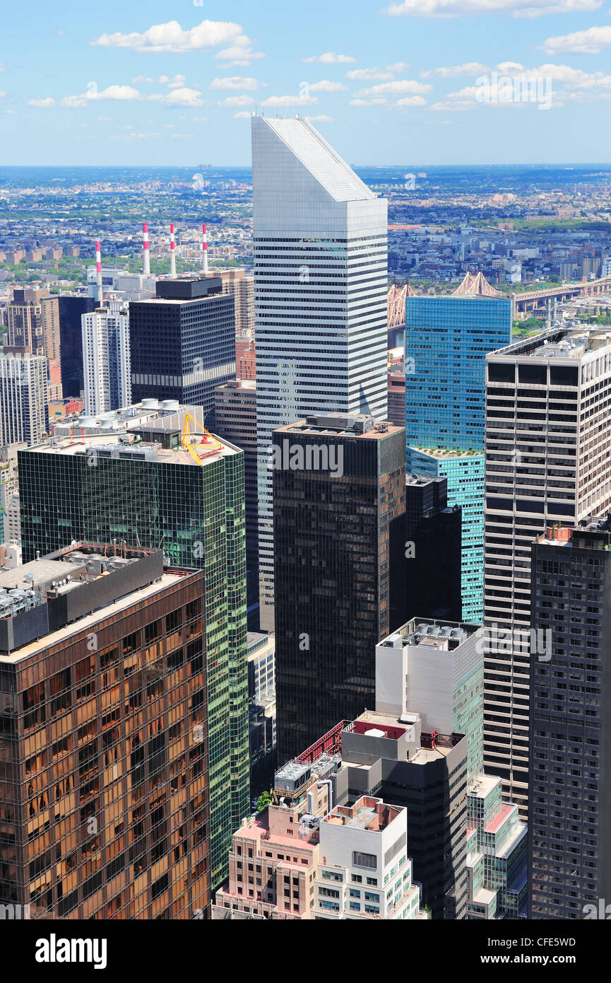 New York City Manhattan midtown aerial panorama view with skyscrapers ...