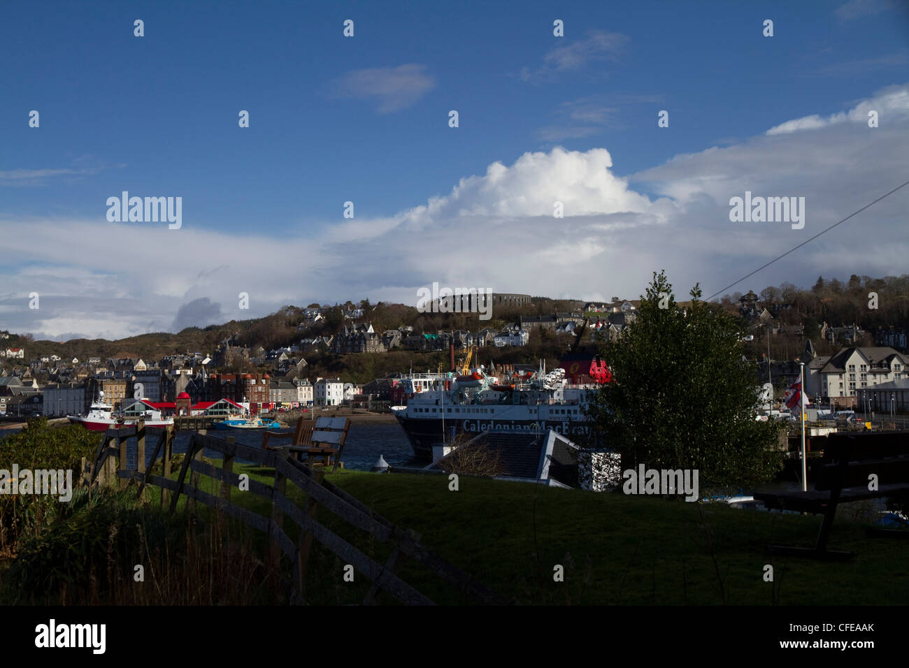Looking back to Oban harbour from a small public park on Gallanach Road