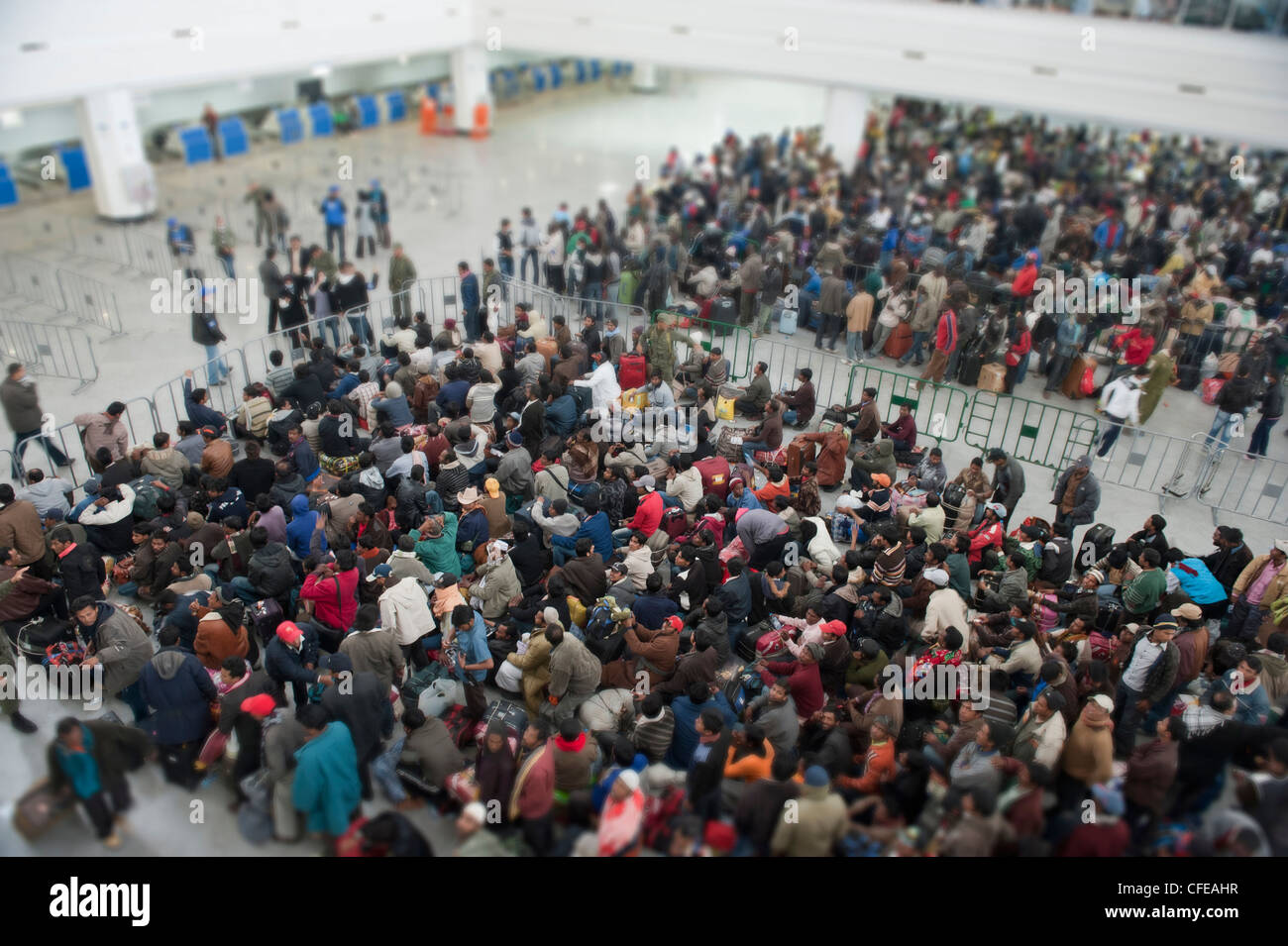 Djerba Airport. Tunisia.  Around 15000  refugees evacuated from Libya waiting for planes to take them back home Stock Photo