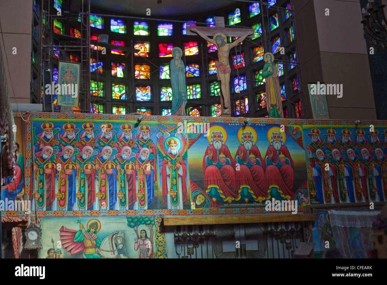 Debre Libanos. Monastry. Orthodox Church. Ethiopia. Mural.'The Twelve Apostles'. Stock Photo