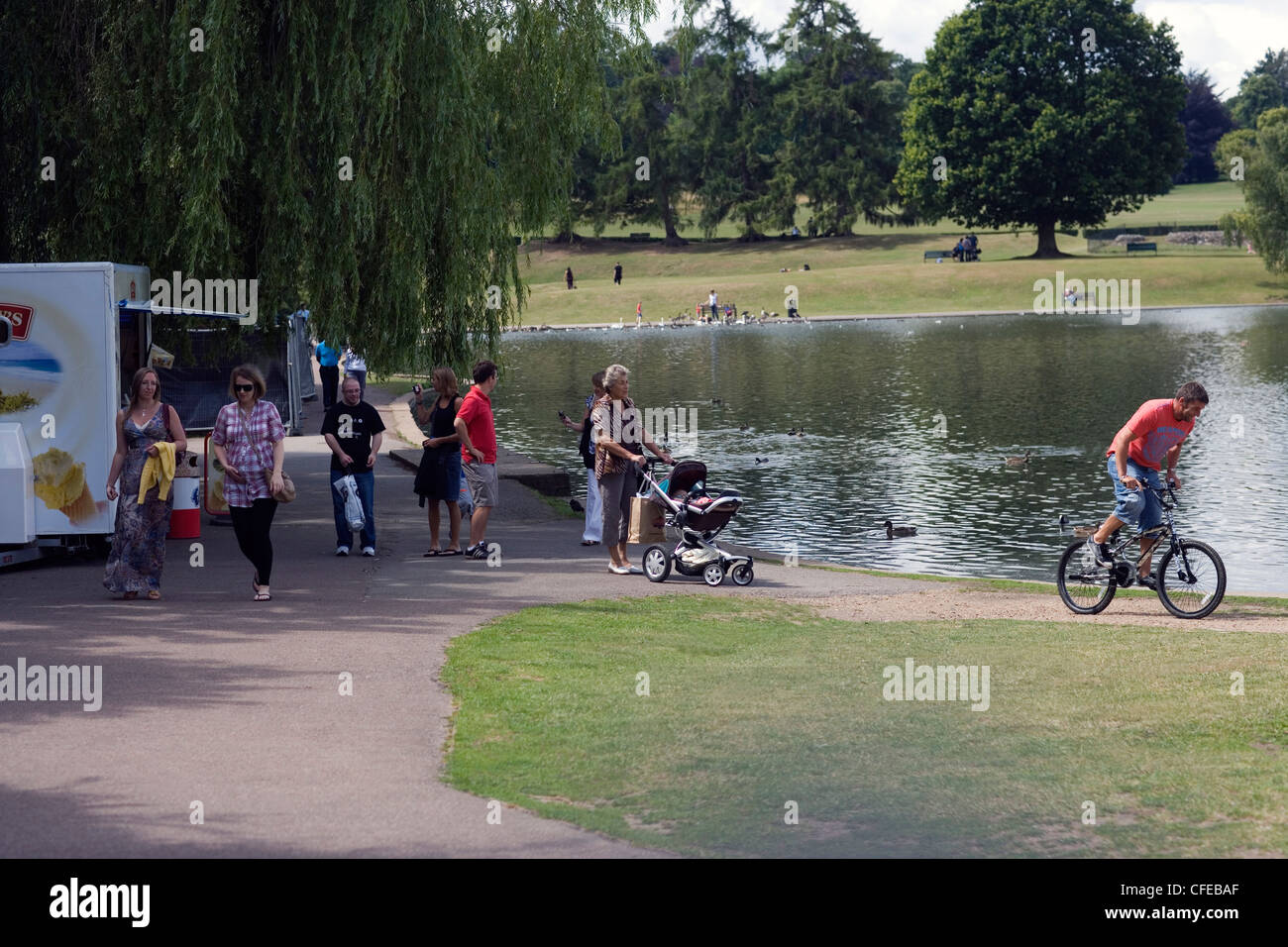 Verulamium Park. St. Albans. Hertfordshire. Home Counties; England. Summer weekend use of the park. Stock Photo
