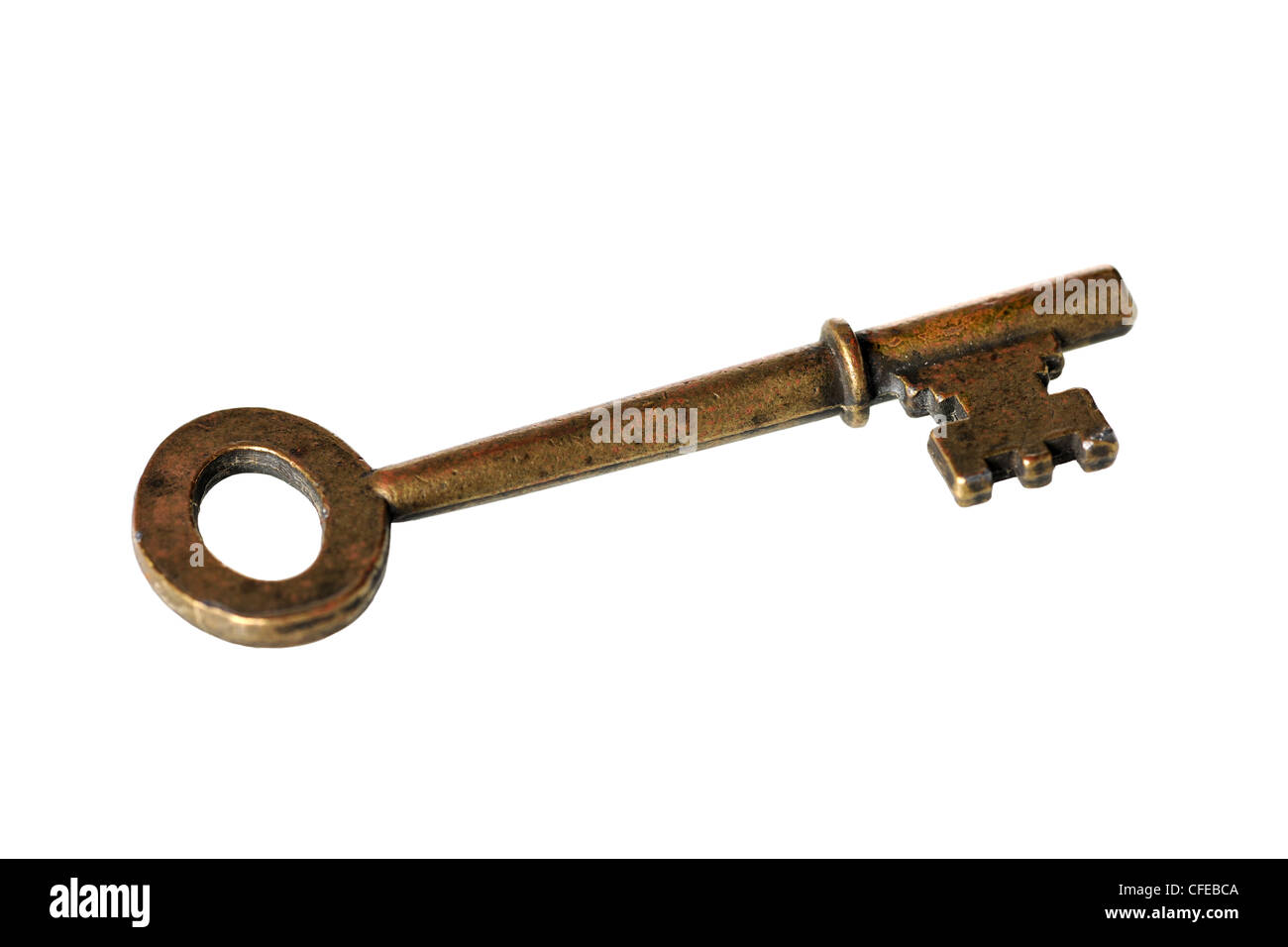 Vintage skeleton brass key isolated over white background Stock Photo ...