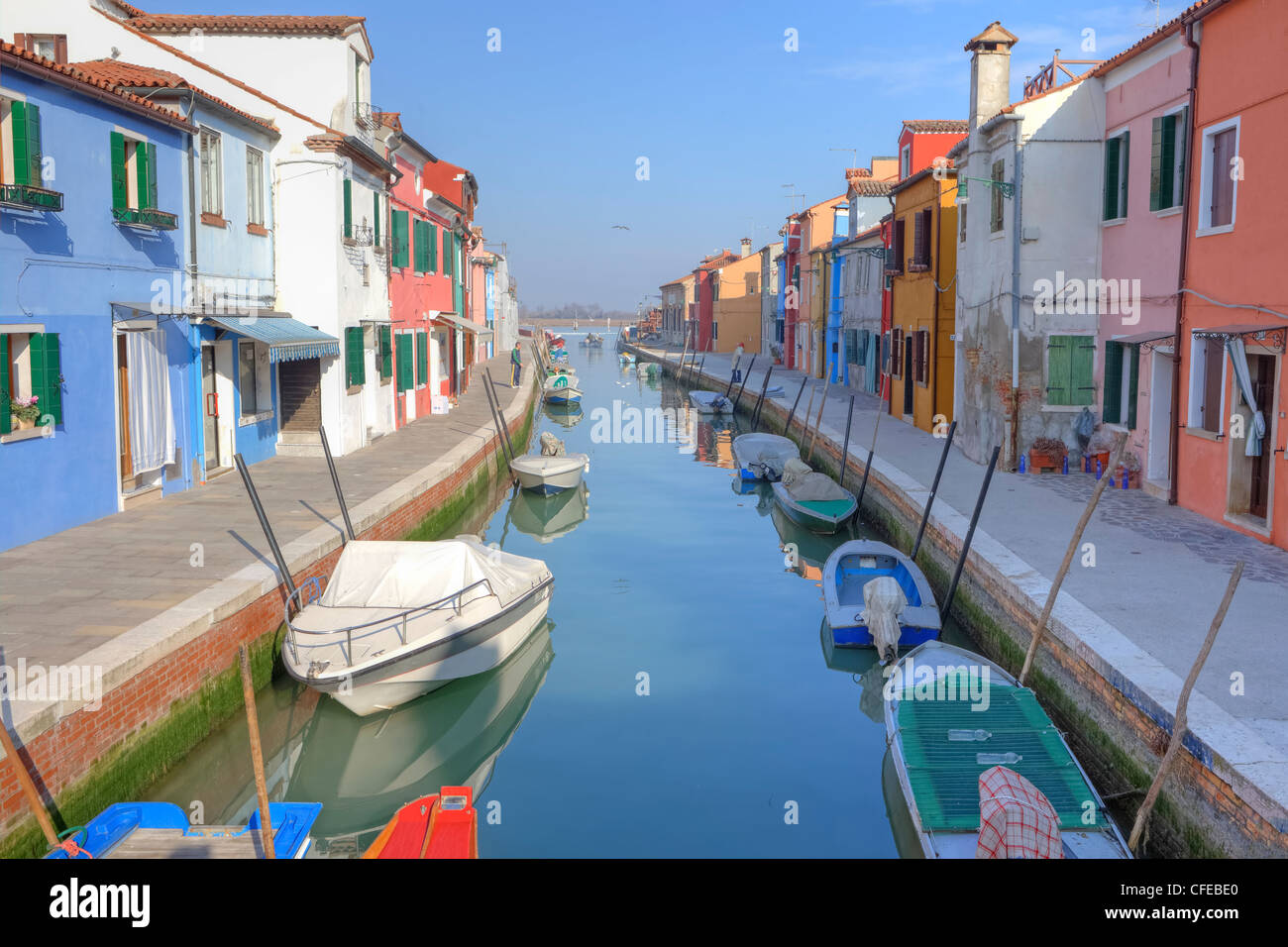 colorful houses in Burano, Venice, Veneto, Italy Stock Photo