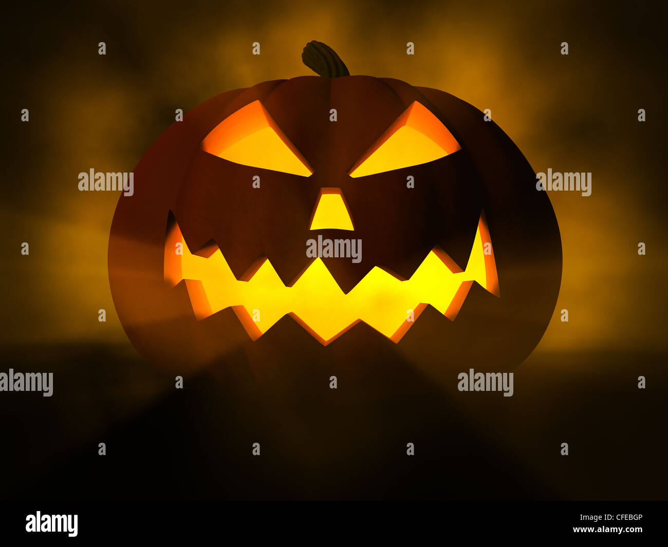 Scary Jack O Lantern halloween pumpkin, 3d illustration Stock Photo - Alamy