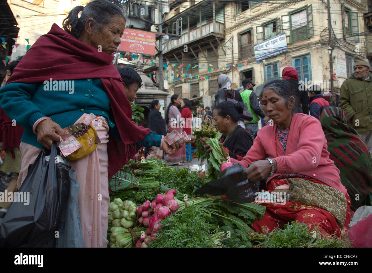 Kathmandu vegetable market seller Nepal Stock Photo Alamy