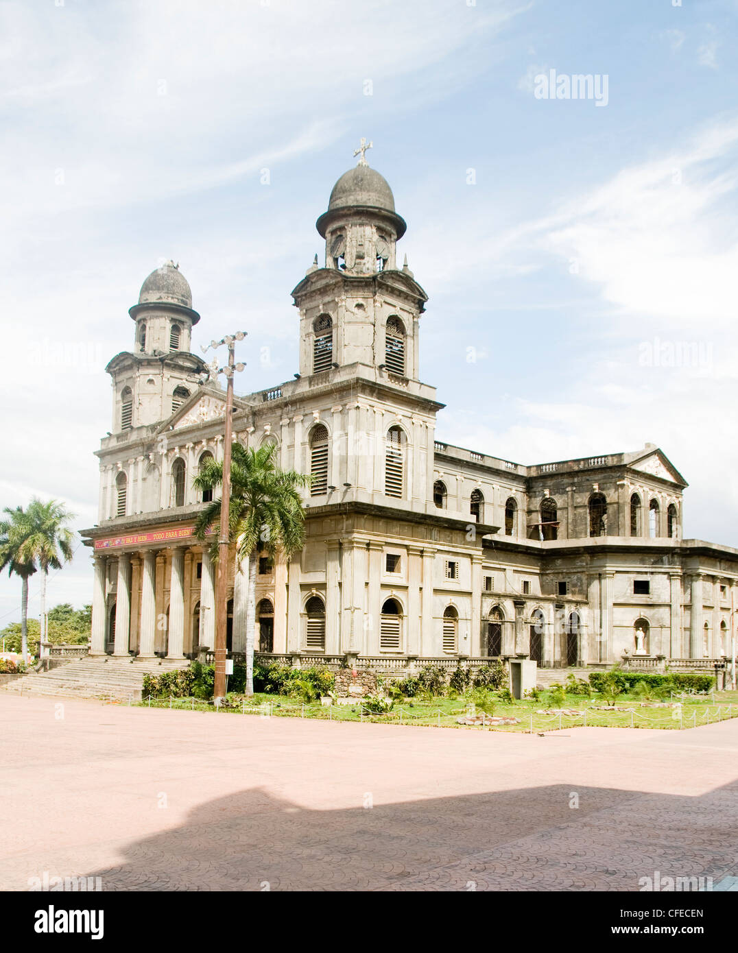 Cathedral of Santiago Managua Nicaragua on Plaza of the Revolution Stock Photo