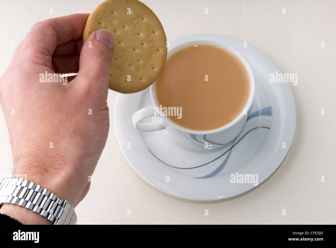 Time For Tea A Nice Cup Of Tea Ready And Waiting To Refresh It Just Needs Some Rich Tea Biscuits To Dunk Stock Photo Alamy