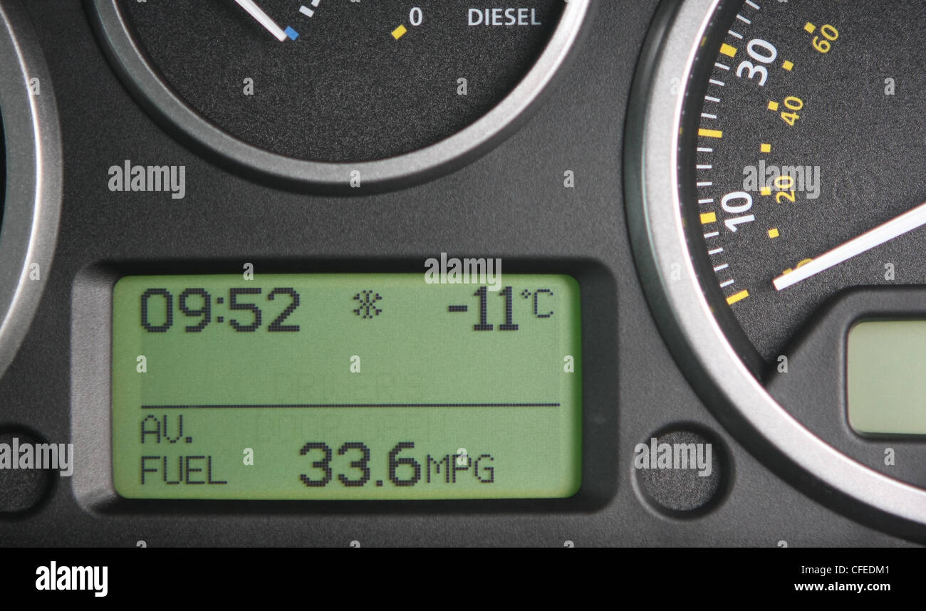 Car outside thermometer showing 11C with ice warning Stock Photo Alamy