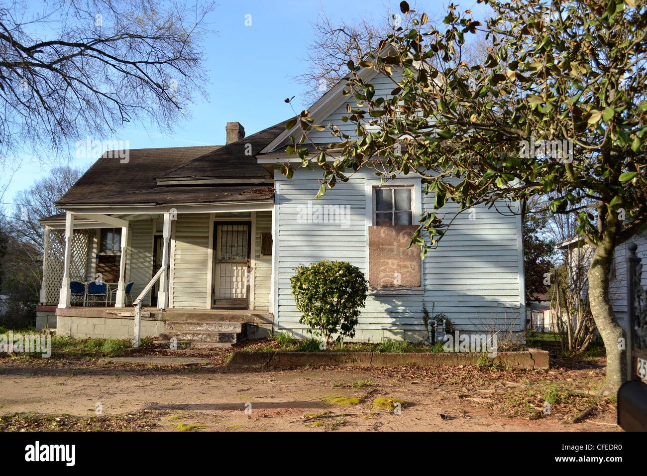 Mystical image of old, abandoned, foreclosed home in the American south. Stock Photo