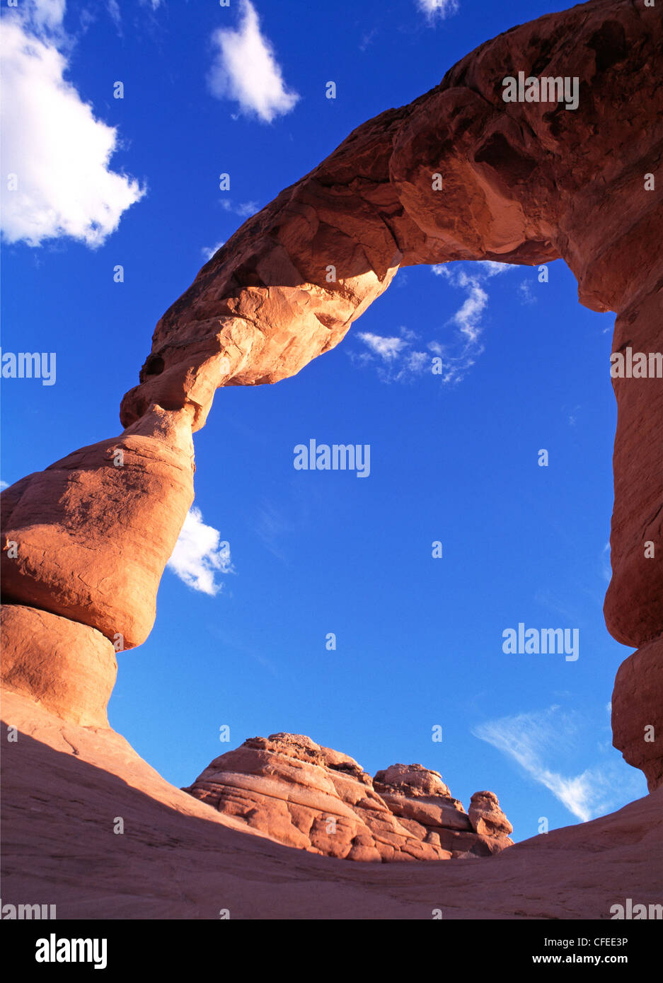 Sandstone arch carved by the wind and water Stock Photo