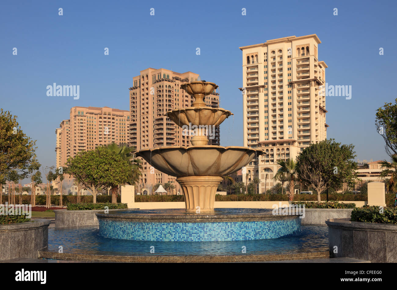 Fountain at The Pearl in Doha, Qatar, Middle East Stock Photo Alamy