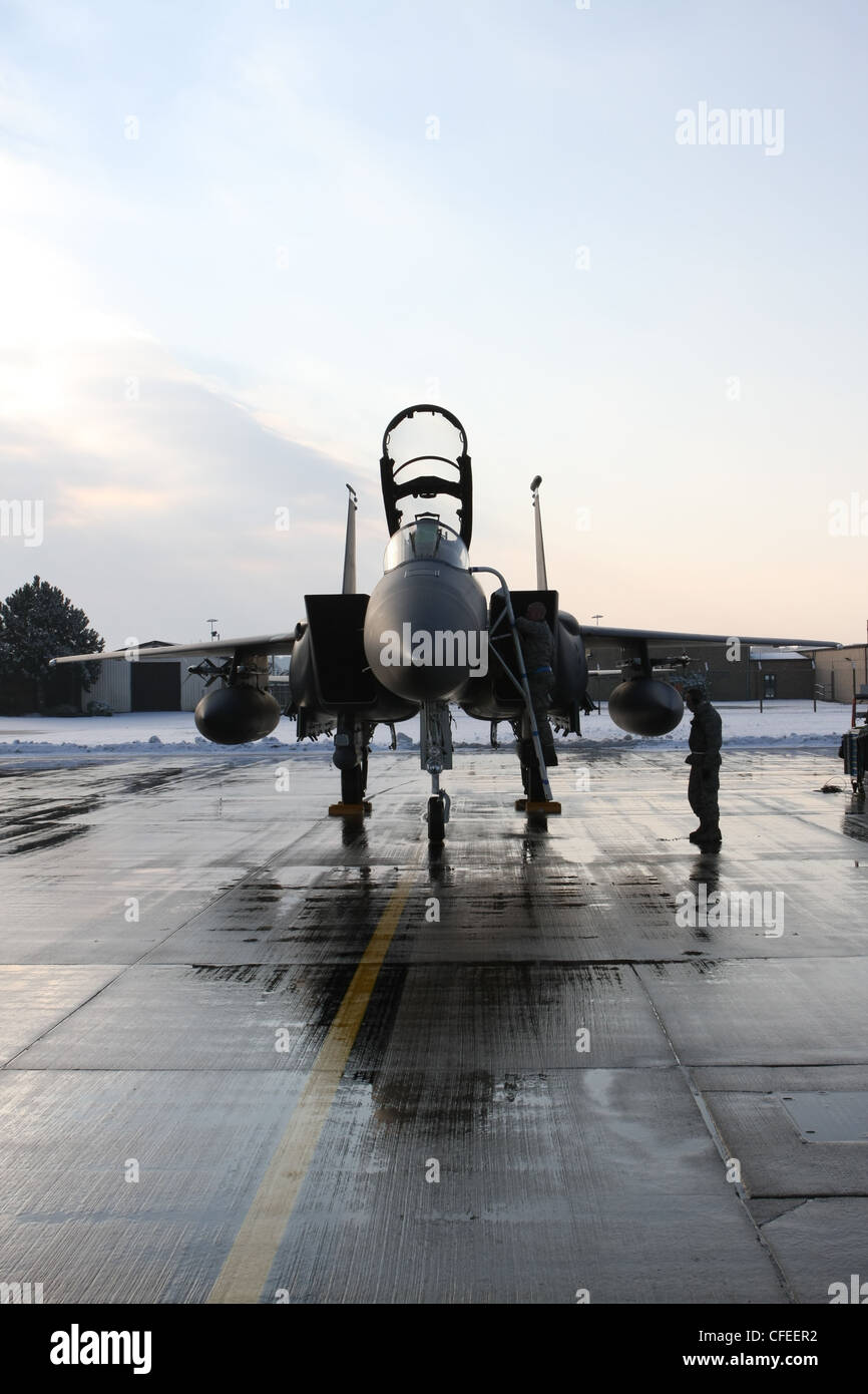 USAF F15E Eagle fighters at RAF Lakenheath Stock Photo