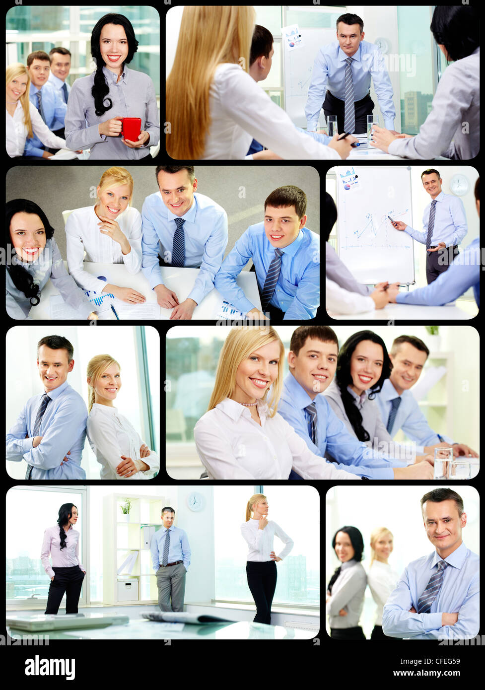 Collage of young confident business partners in office Stock Photo - Alamy