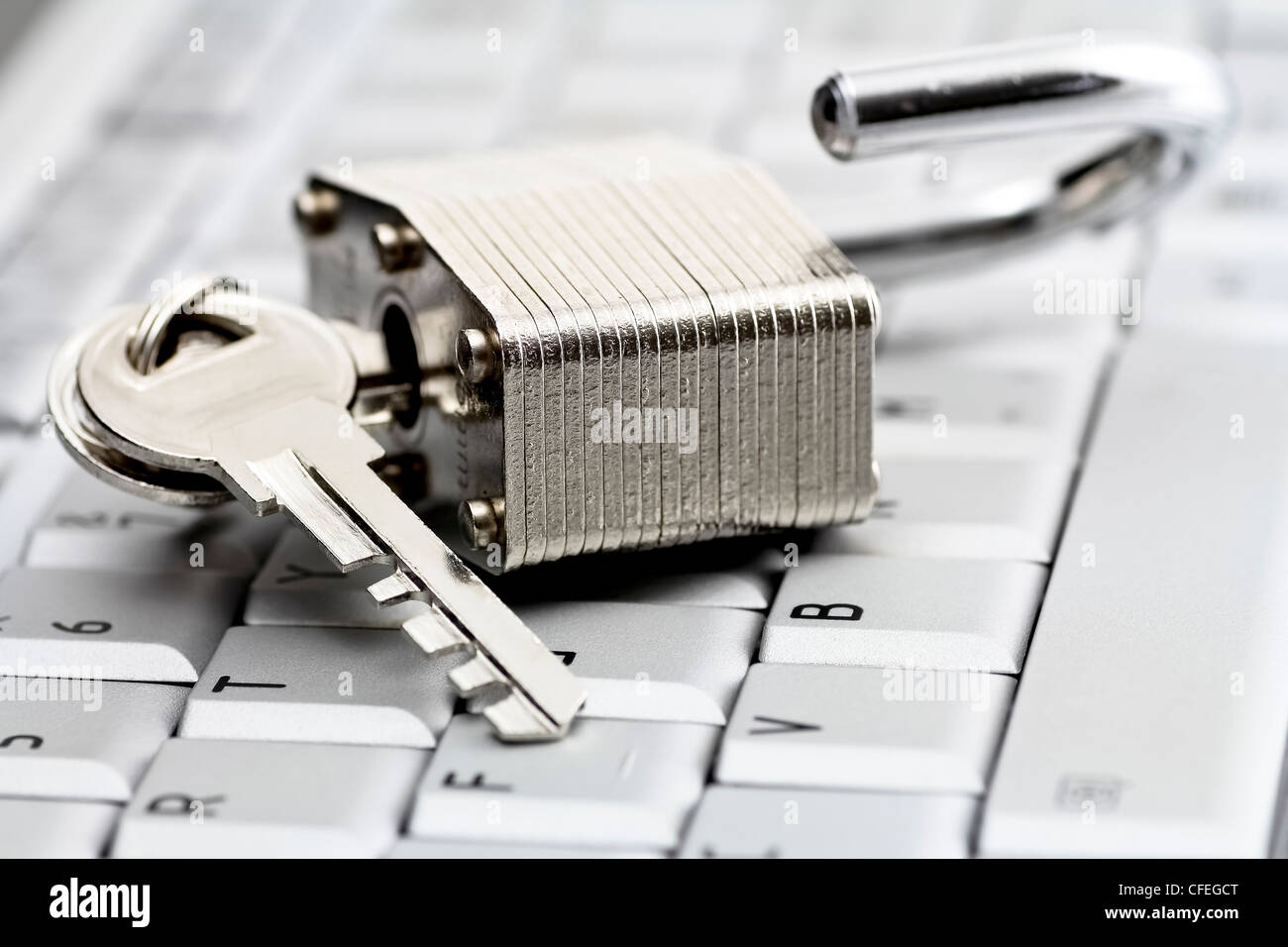 unlocked paddock on computer keyboard Stock Photo