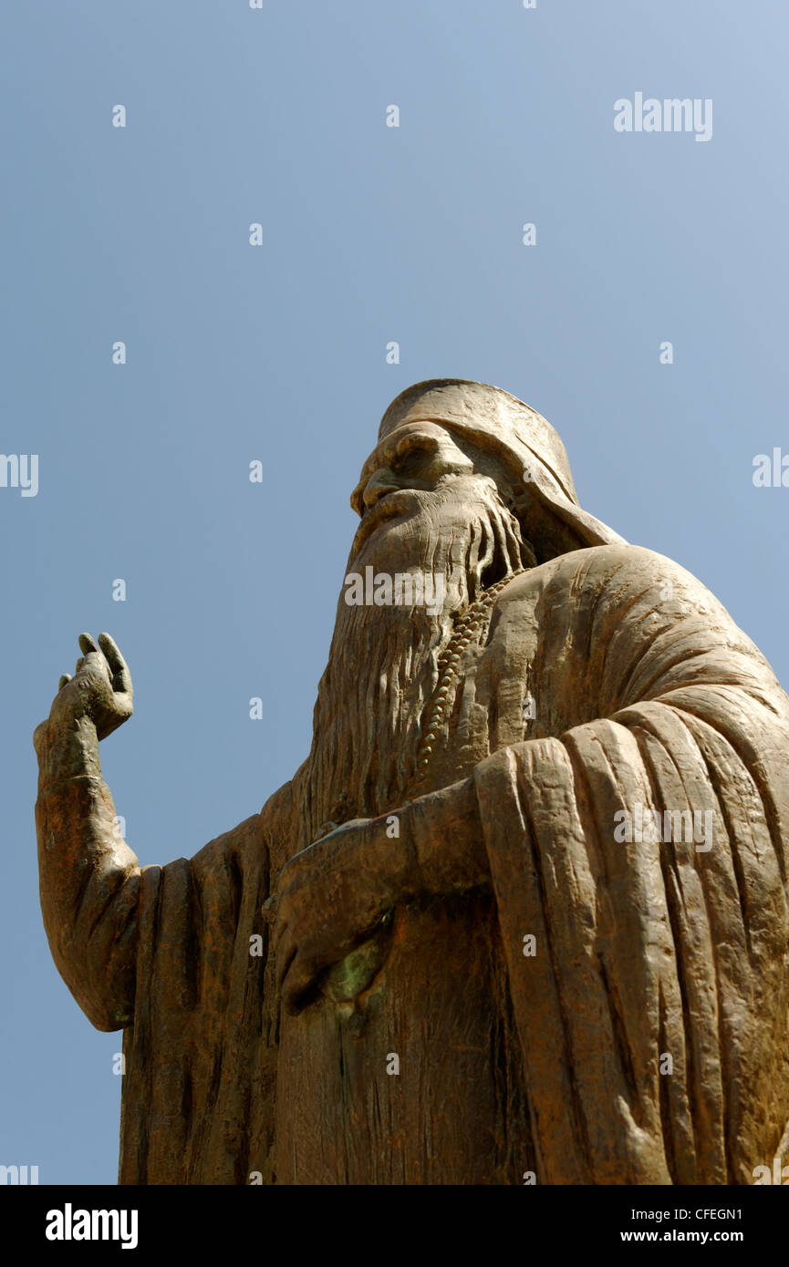 Statue of a Greek Orthodox priest in front of the Orthodox Cathedral in
