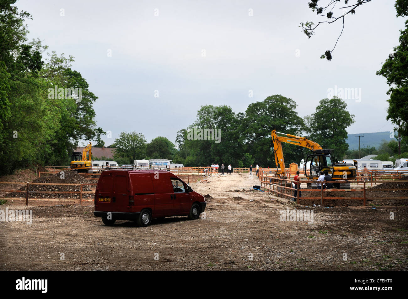 Building work at travellers caravan park site in Southend Lane, near