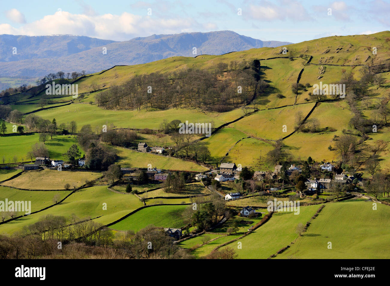Troutbeck and the Coniston Fells. Lake District National Park, Cumbria, England, United Kingdom, Europe. Stock Photo