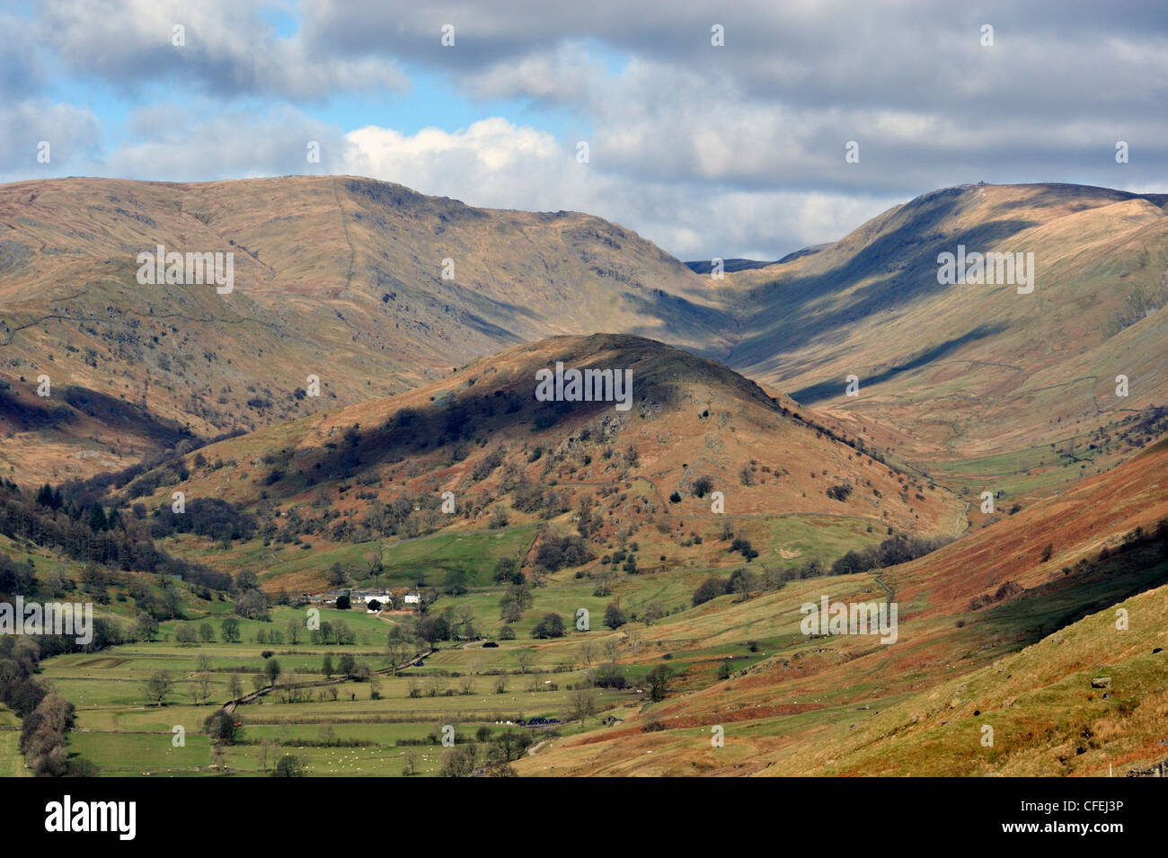 Troutbeck Tongue and Threshthwaite Mouth. Upper Troutbeck Valley, Lake District National Park, Cumbria, England, United Kingdom. Stock Photo