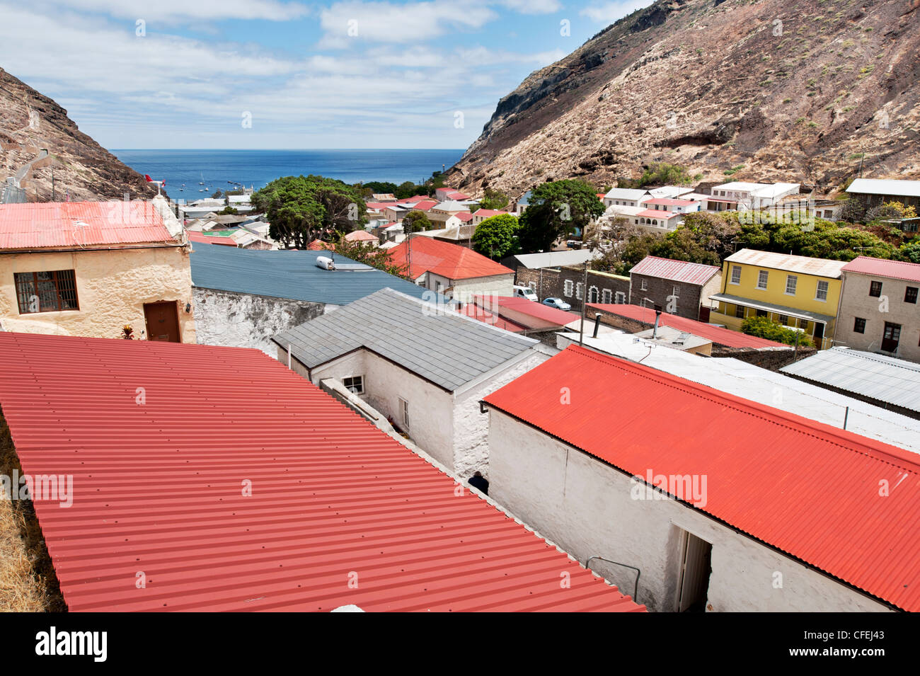 Jamestown St Helena island in the South Atlantic Ocean view of old town roofs Stock Photo Alamy