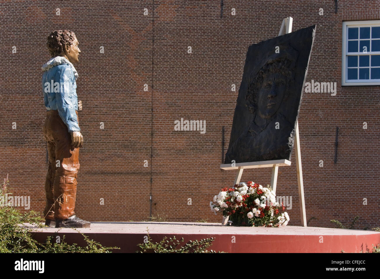 Monument for the painter Rembrandt van Rijn in Leiden, the Netherlands, where he was born. Stock Photo