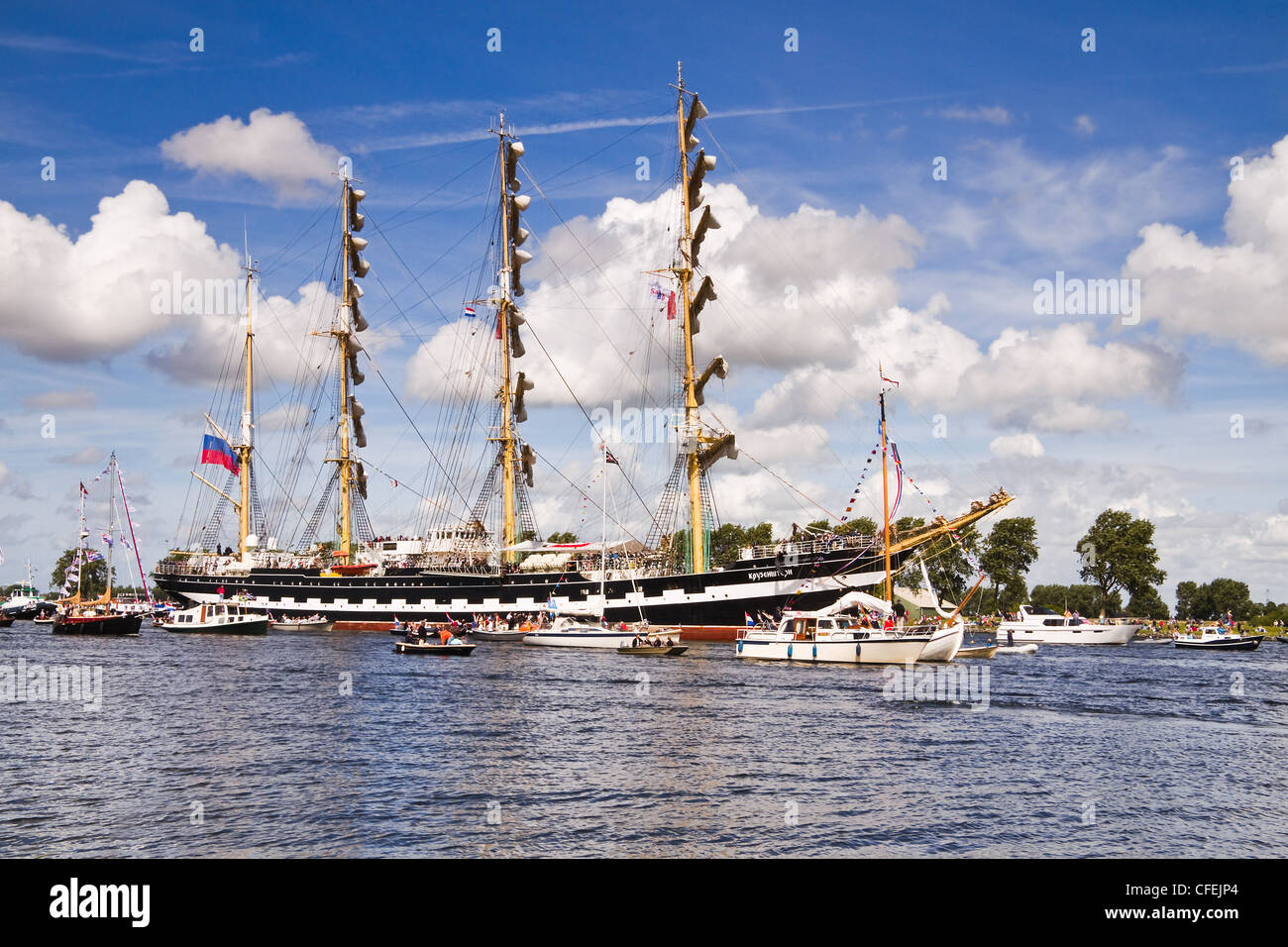 Amsterdam Sail 2010 event in the Netherlands starts with the spectacular Sail-in Parade. Stock Photo