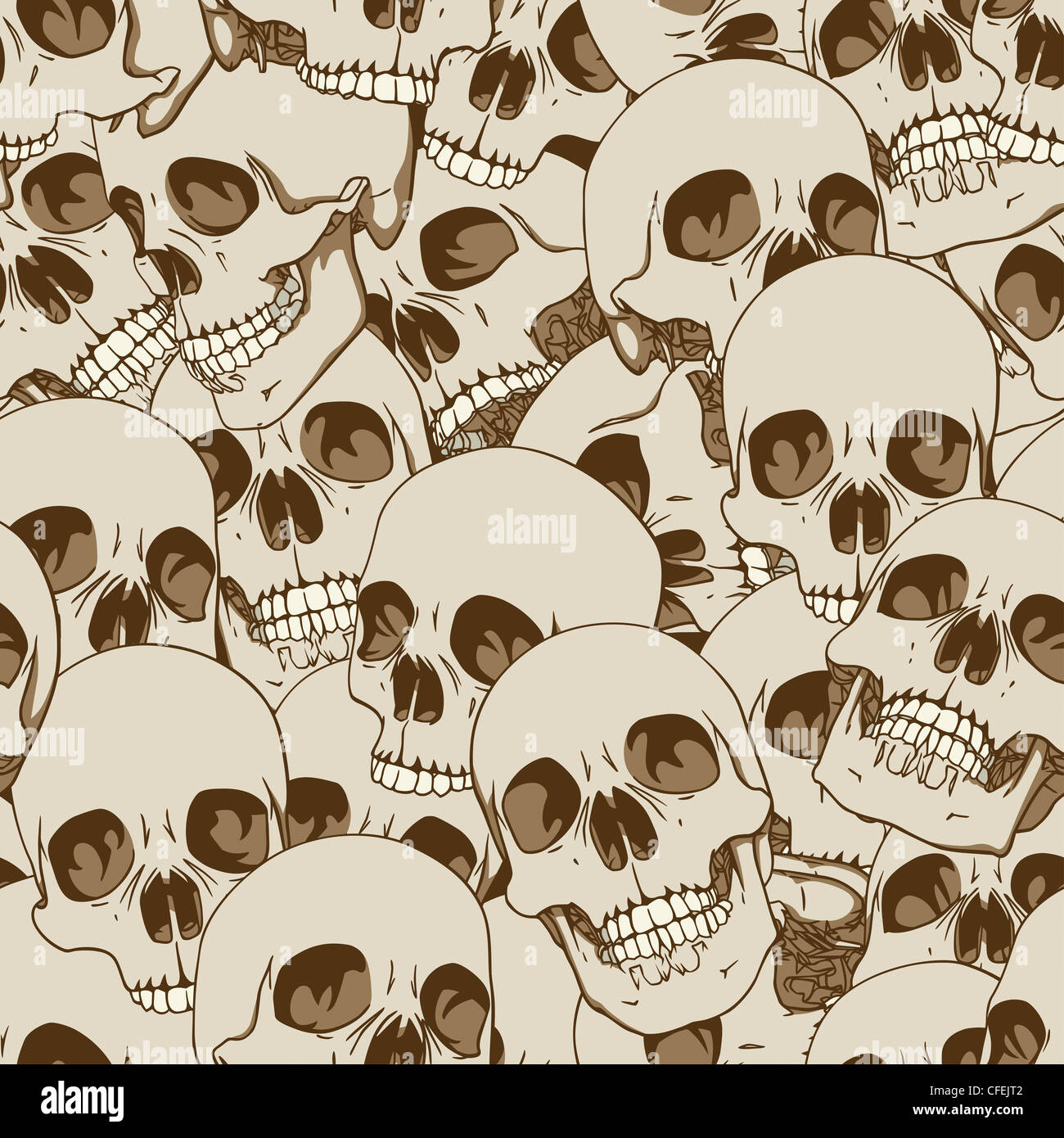 Human skulls seamless background Stock Photo