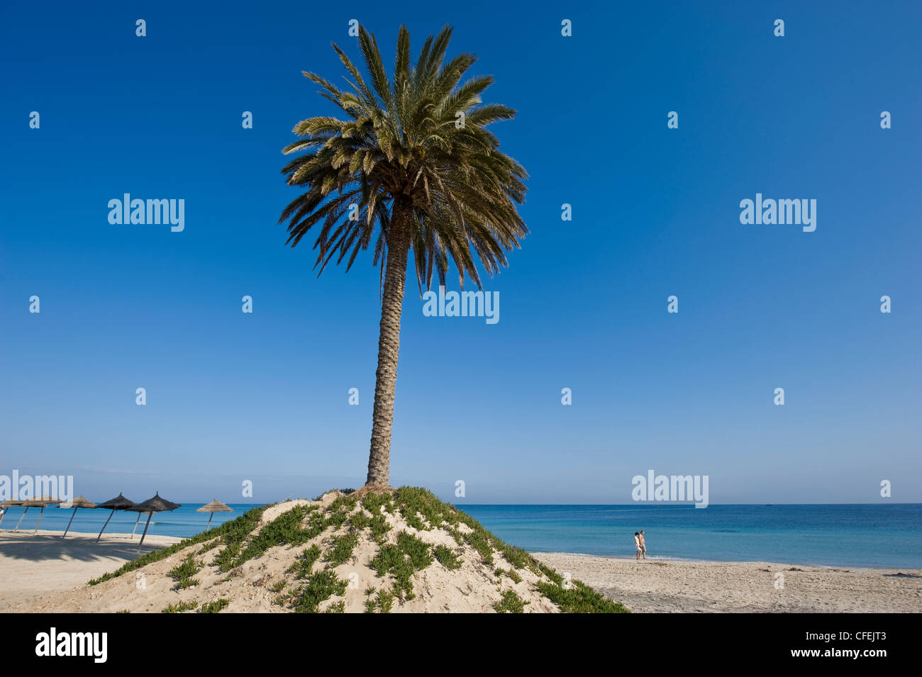 Mediterranean beach north of Sousse in Tunisia, North Africa Stock ...