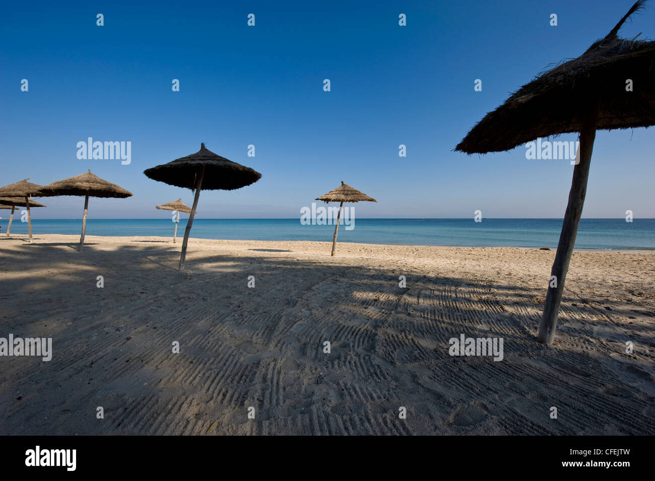 Mediterranean beach north of Sousse in Tunisia, North Africa Stock ...