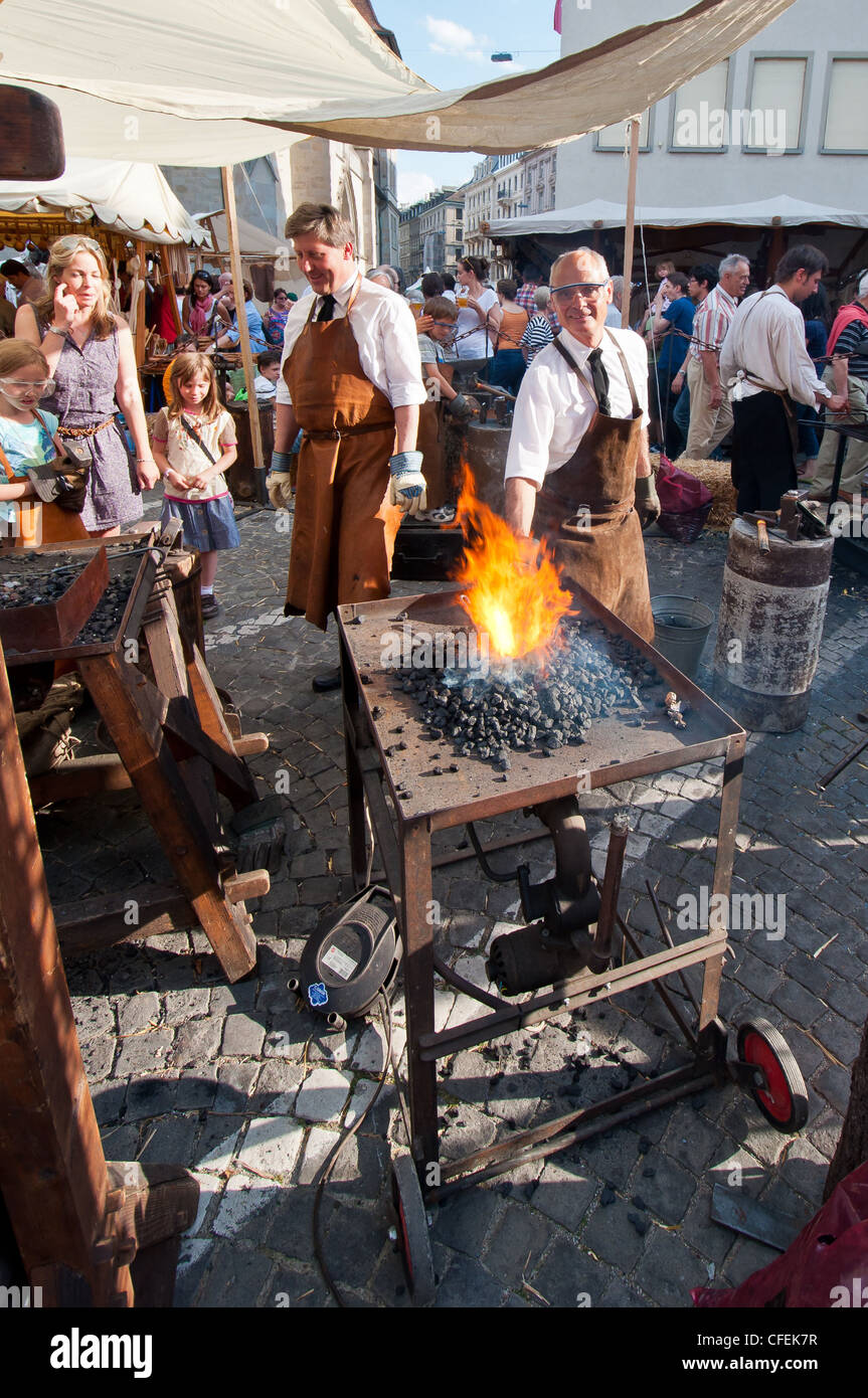 Blacksmith with his tools at the medieval festival in Zurich Stock Photo -  Alamy