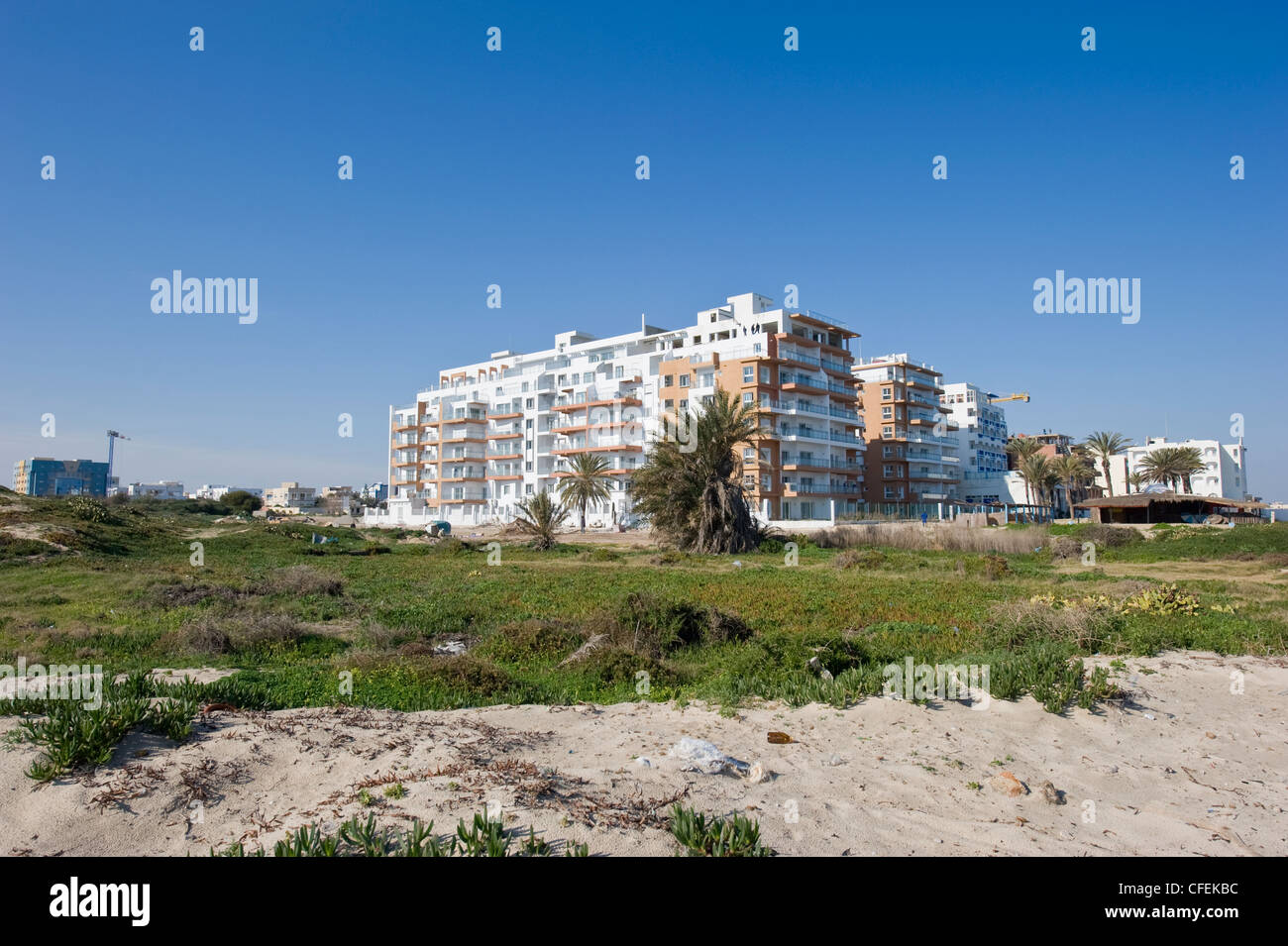 Mediterranean beach north of Sousse in Tunisia, North Africa Stock Photo