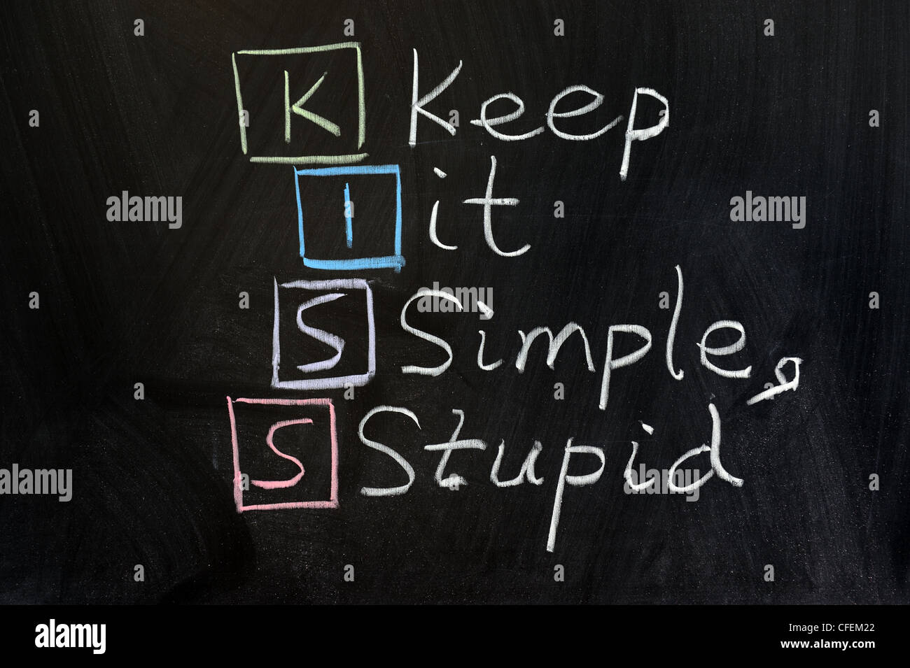 Chalk Drawing Kiss Keep It Simple Stupid Stock Photo Alamy