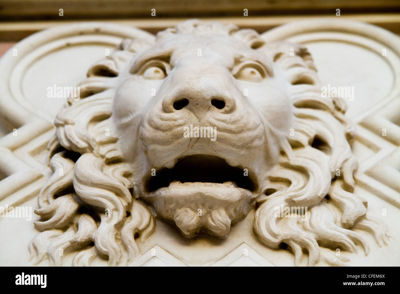 Detail of a lions head sculpture Florence Italy Stock Photo