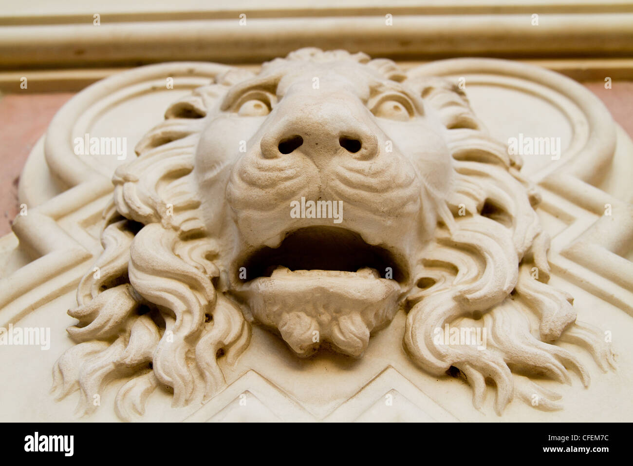 Detail of a lions head sculpture Florence Italy Stock Photo