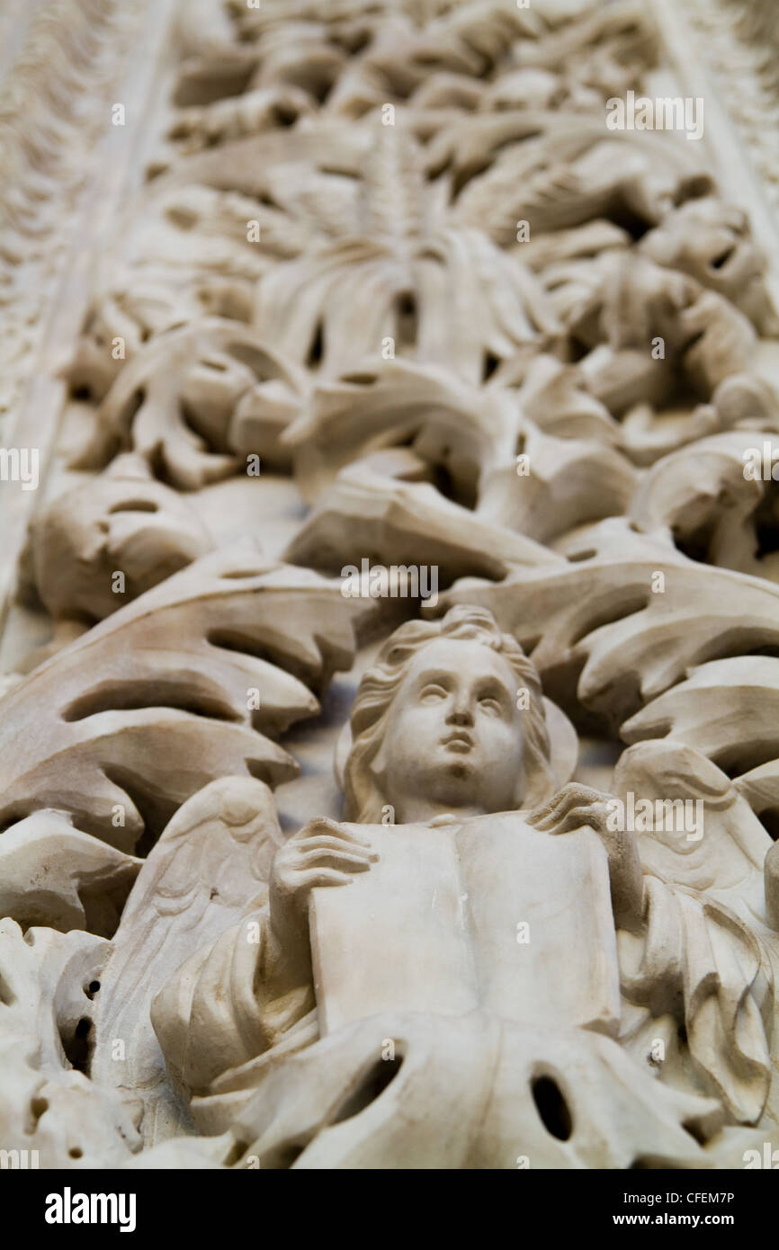 Angel carved into stone facade detail from Florence Italy Stock Photo ...