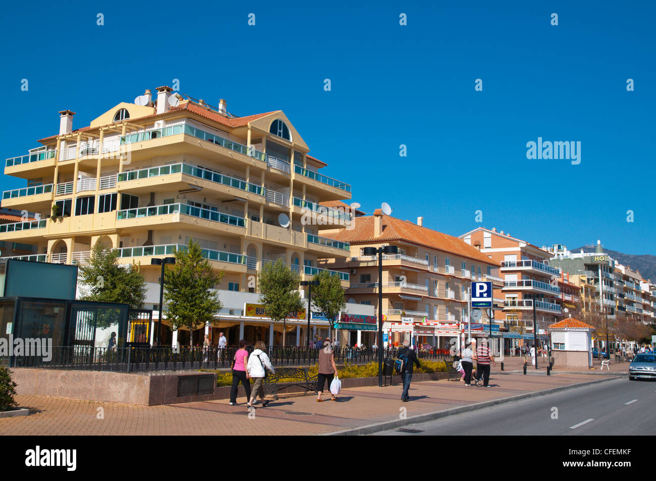 Paseo Maritimo seaside promenade Fuengirola city Costa del Sol coast the Malaga region Andalusia Spain Europe Stock Photo