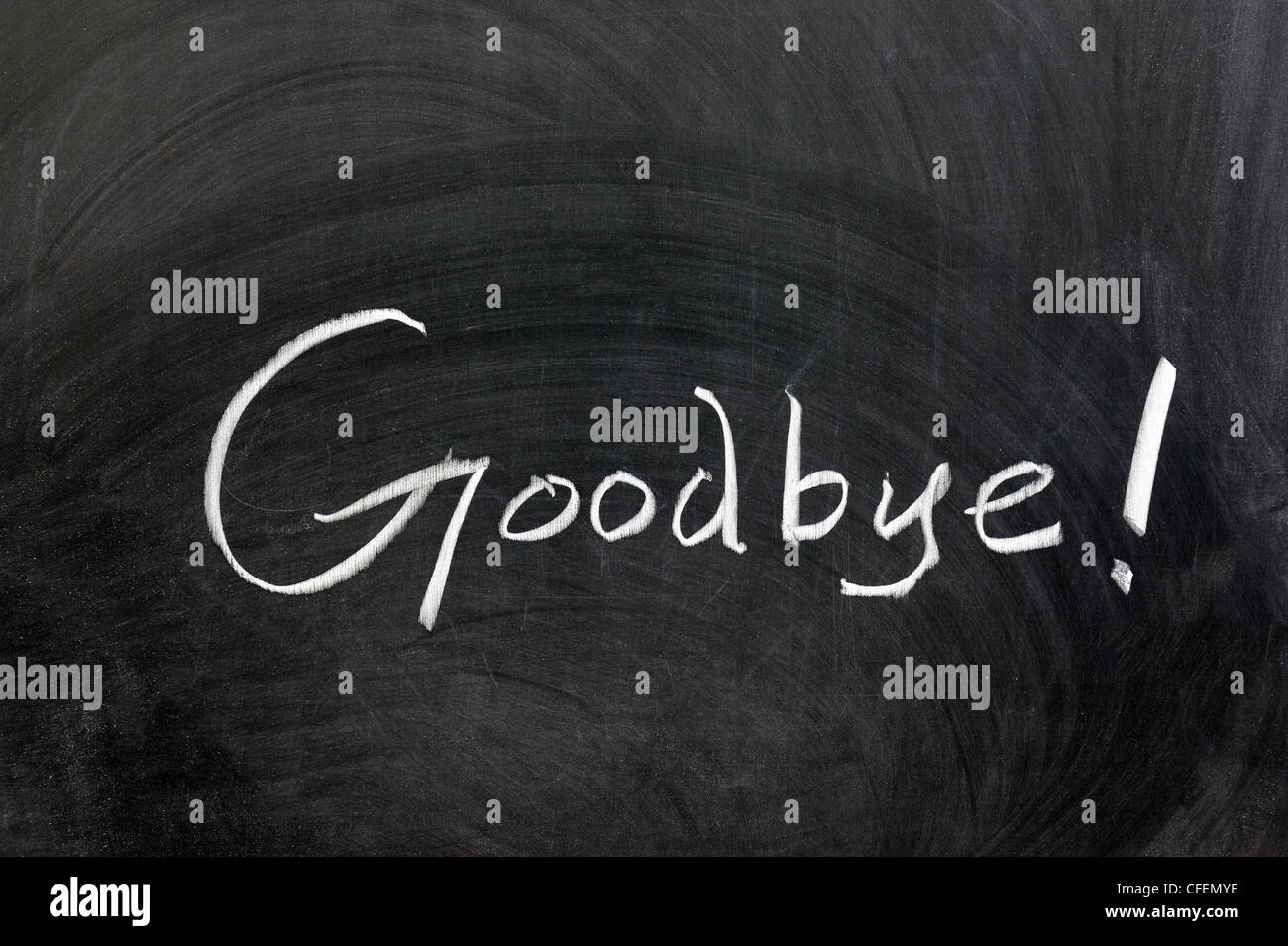 Chalk drawing - Goodbye word written on chalkboard Stock Photo
