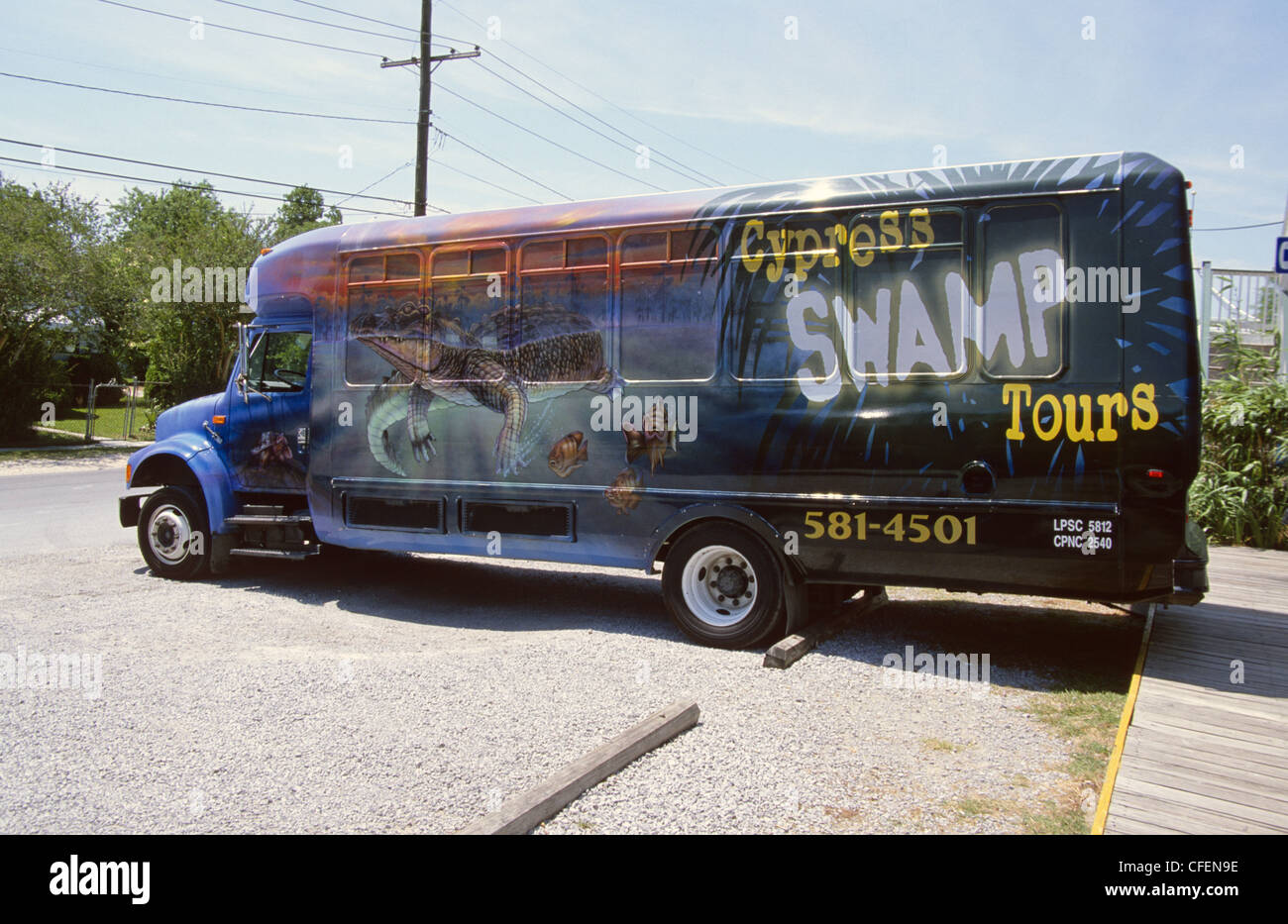 USA New Orleans Louisiana Swamp Tour Tour Bus  Stock Photo